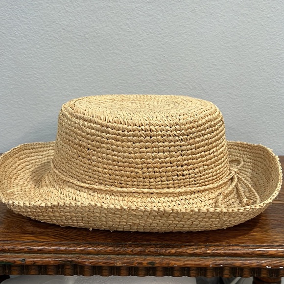 Scala Collezione Breton Hat Raffia Straw 3”Brim Natural Color One Size Fits Most - Picture 7 of 7